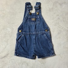 VINTAGE OSHKOSH B'GOSH DENIM JEAN VESTBAK OVERALLS SHORTS 18m made in USA