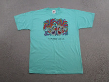 Vintage 90s Mardi Gras Comedy Mask Graphic Tee T-Shirt Mens Size M USA Made