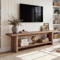 70.87 Farmhouse Solid Wood TV Stand with Open Storage Shelf for TVs up to 85