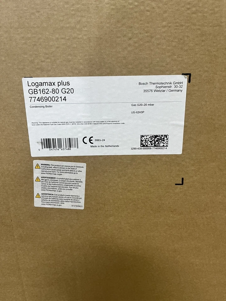 Высокоэффективный газовый котел Buderus GB162-80 Logamax Plus 290 000 БТЕ *НОВЫЙ* - Изображение 3 из 4