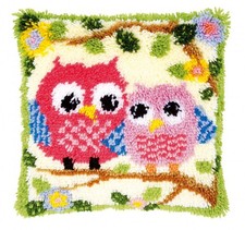 Vervaco Latch Hook Kit Cushion Owls on a Branch
