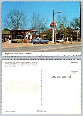 Billy Carter's Service Station Plains GA Postcard Amoco Gas Jimmy Carter Era