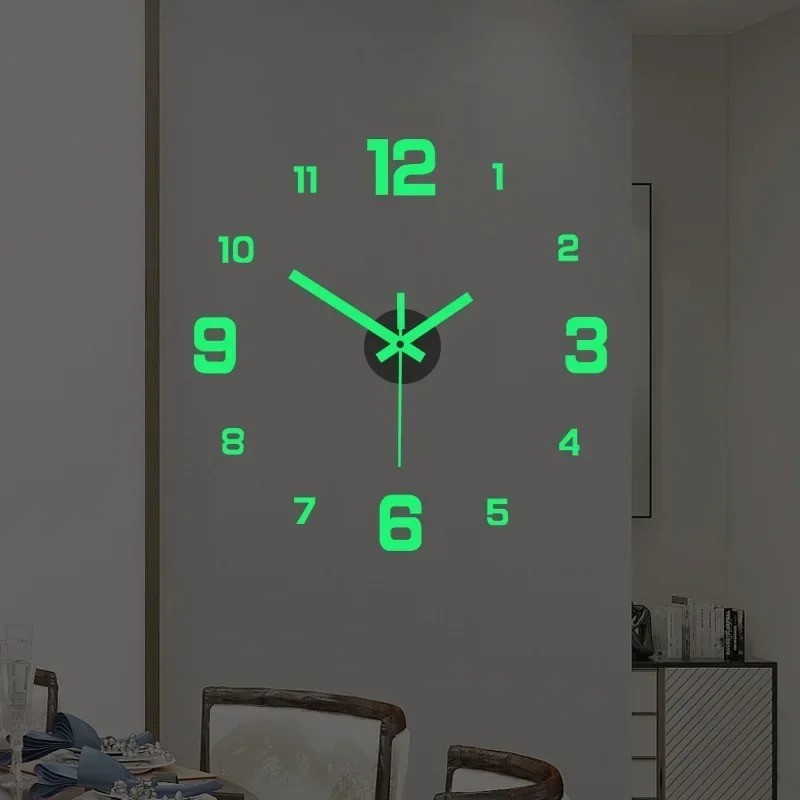 3D Luminous Wall Clock Frameless Acrylic DIY Digital Clock Wall Stickers Mute Cl