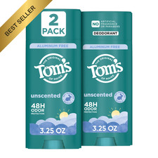 Tom's of Maine Unscented Aluminum-Free Natural Deodorant 3.25 oz 2-Pack Stick