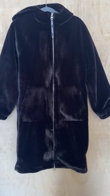Levi's Women's Black Hooded Zip Long Overcoat with Pockets Size XS