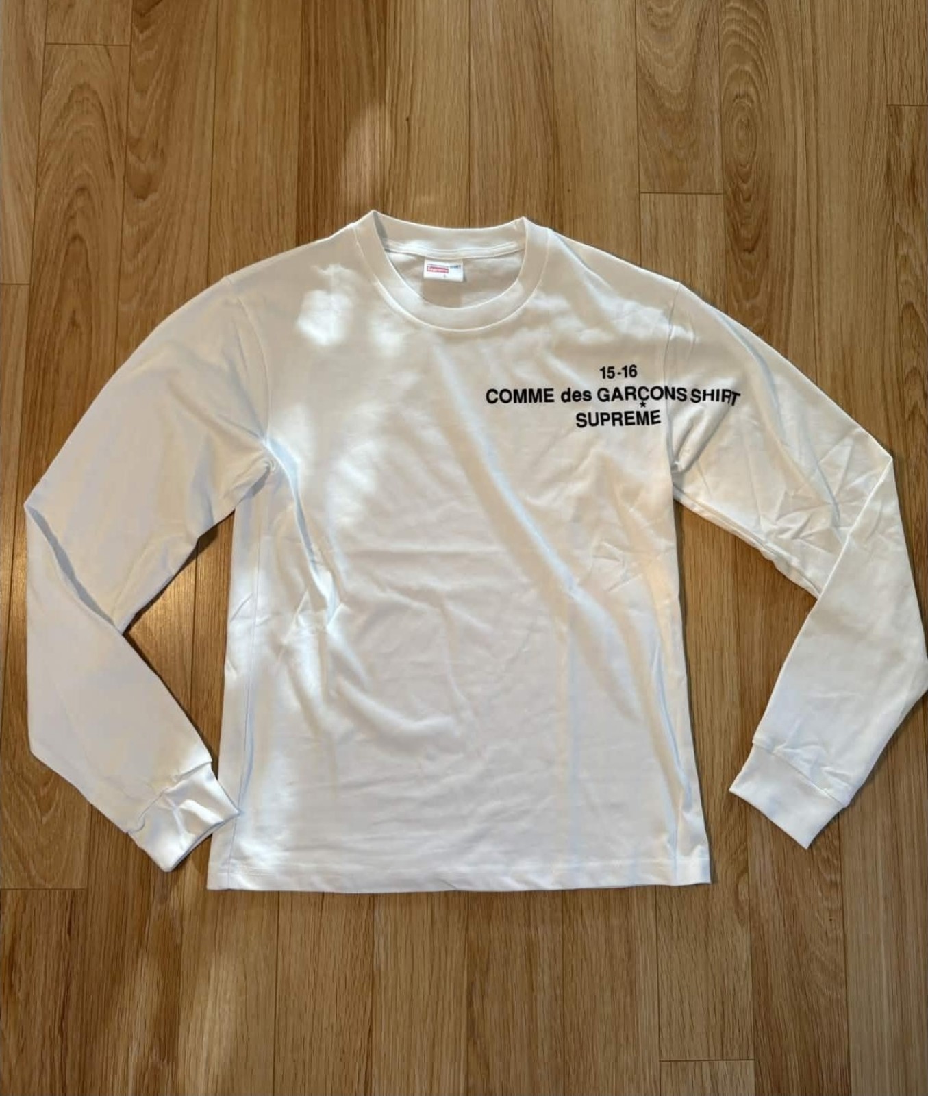 Supreme x Comme des Garcons Shirt White Long Sleeve Cotton Logo T-Shirt Size M