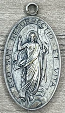 Catholic Sterling Silver 925 Medal Ego Sum Resurrectio Et Vita Alpha Omega Jesus
