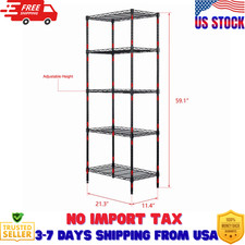 5-Tier Heavy Duty Storage Rack Shelving Unit, Black, 250 kg Load Capacity