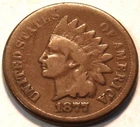 1877 Indian Head Cent, Partial LIBERTY, Scarce KEY Date Penny Chocolate Brown 1C