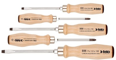 Felo Schraubendreher Satz 5-teilig Holz 335 SL | PZ