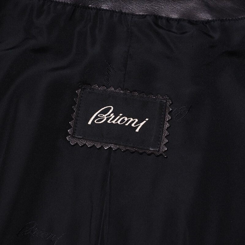 Brioni Leather Jacket Long Coat Black Size 50 Italy | eBay
