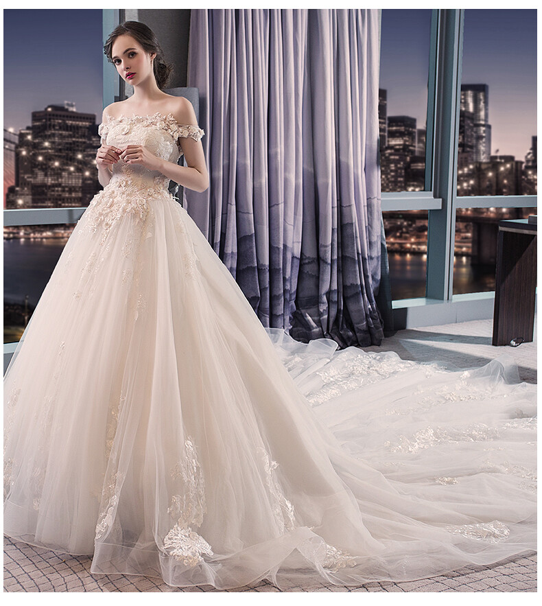 fitted floral wedding dress Hana Colorful Floral Embroidered Wedding Dress with Fit and Flare Body