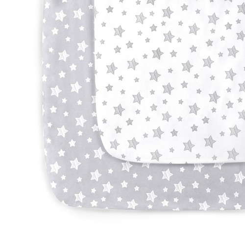 Pack N Play Fitted Sheet Stretchy Soft Playard Cover 2 Pack Gray & White 39"x27" - Afbeelding 1 van 7