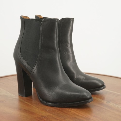 Stivali da donna Ralph Lauren PURPLE LABEL Hadria Chelsea in pelle nera 38EU/8 US