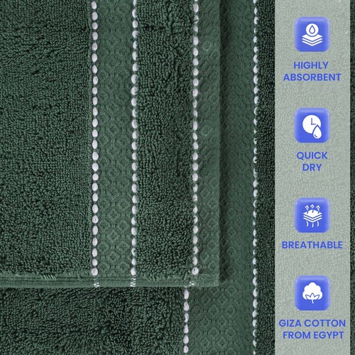 Niles Egypt Produced Giza Cotton Dobby Ultra-Plush Thick Soft 12 Piece Towel Set - Picture 31 of 99