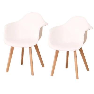 Pack 2 Sillas Comedor con Reposabrazos Para Salon Cocina Diseño Nordico Blanco - Imagen 1 de 4