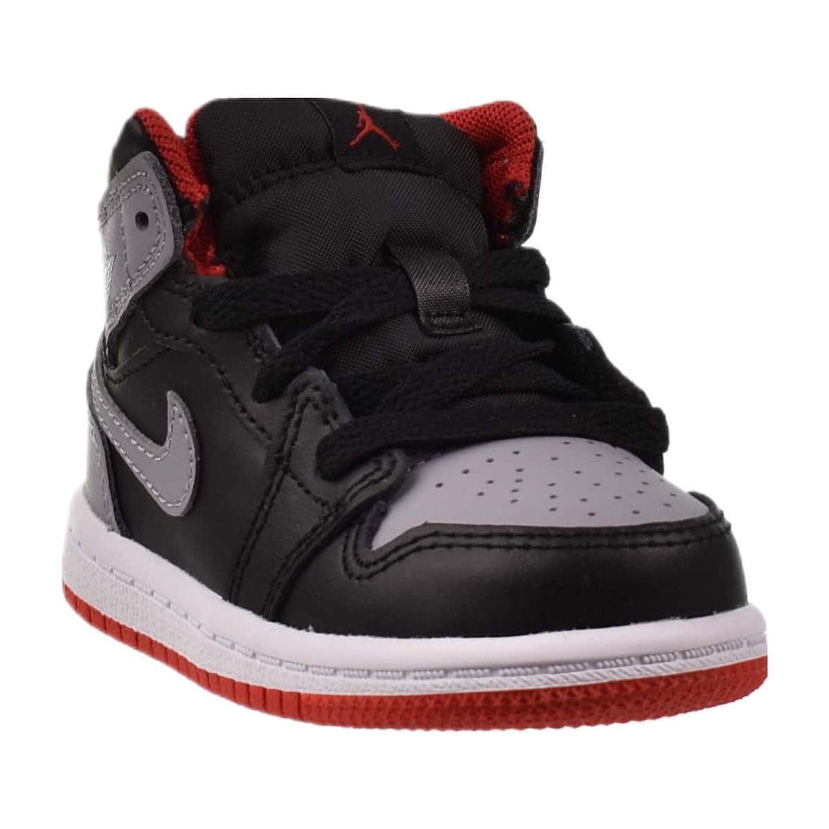 Jordan 1 Mid (TD) Toddler Shoes Black-Cement Grey-Fire Red