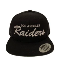 Los Angeles LA Raiders Script Classic Snapback Cap Hat Adjustable Black & Silver