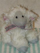 First & Main Plush White Shaggy Lamb Sheep bow Stuffed Animal WITH TAG