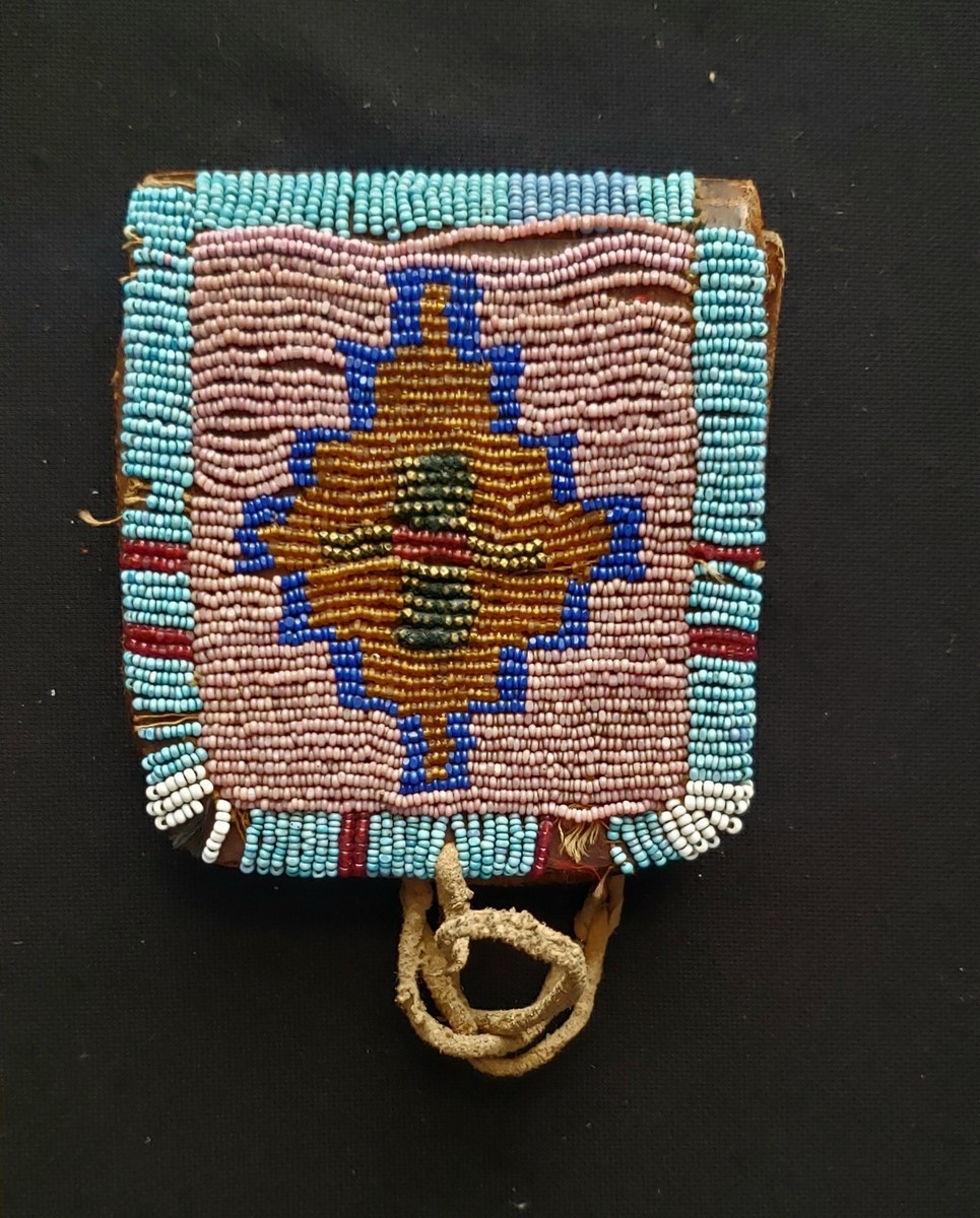 Native American Ute Beaded Belt Pouch, Circ: 1870-80, Condition VG