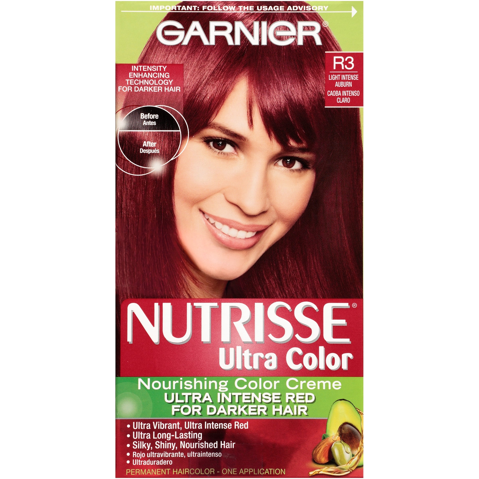 Garnier Nutrisse Ultra Color Nourishing Permanent Hair Color Cream, R3 Light
