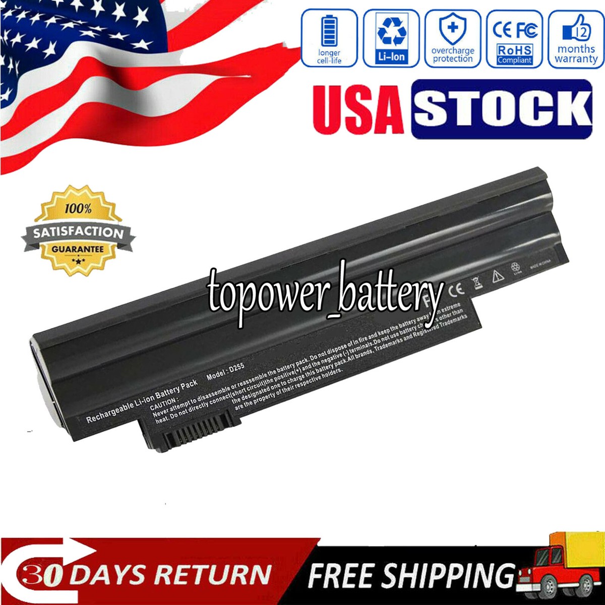 Battery AL10B31 Replace for ACER Aspire One AO522-C5DKK AOD255 AOD255-A01B/B