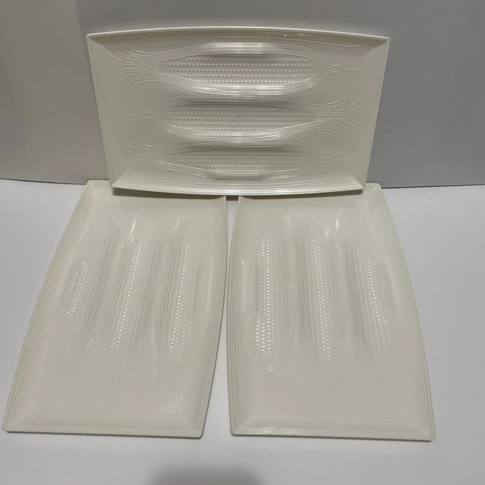 Hutzler Corn On The Cob Serving Platters White Set Of 3 - Image 2 of 4