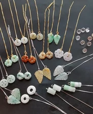 Donut,Circle,Grade A,Natural jadeite jade stone earring threader,gold,Silver