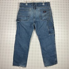 Dickies Carpenter Work Wear Blue Jeans 36x32 Distressed Worn Y2K Skate Grunge