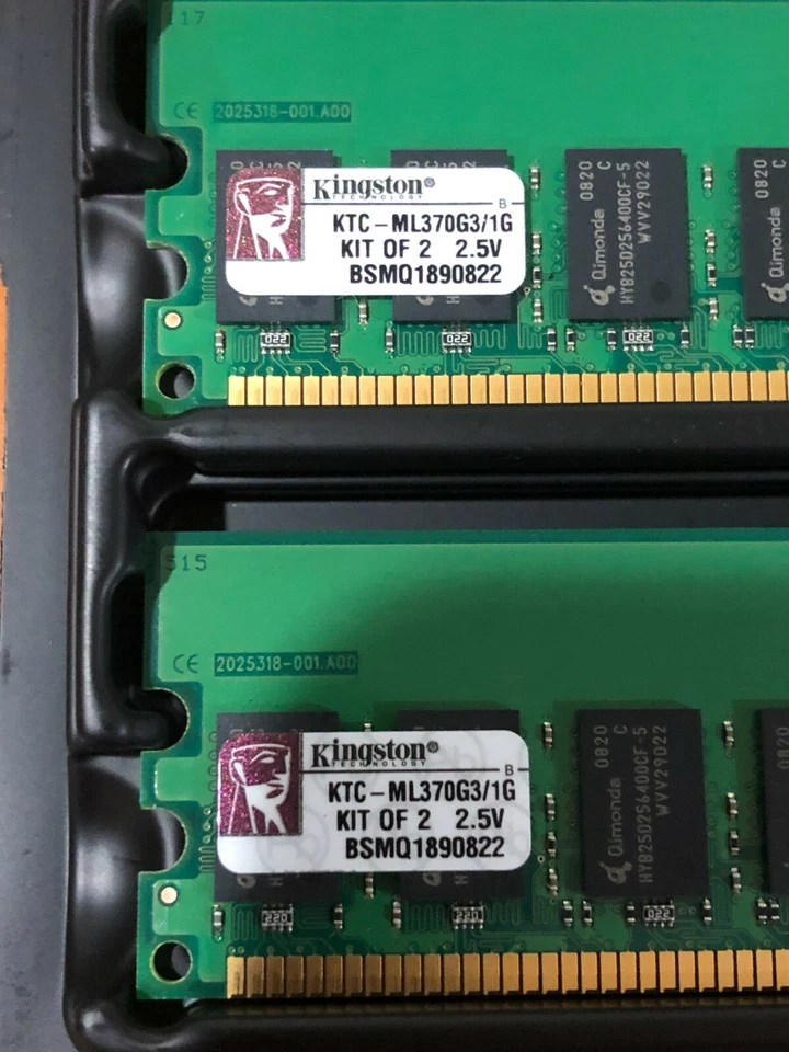 Kingston KTC-ML370G3/1G 2 Modules of 512MB PC2100 P/N 3732596 Memory RAM - Image 2 of 3