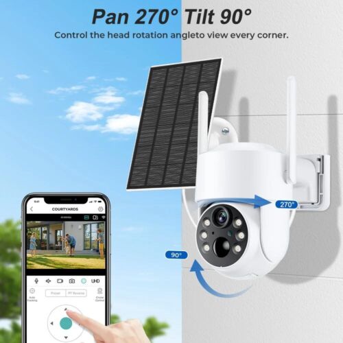 Solar Power Überwachungskamera 7800mAh WiFi 4MP PTZ AI Nachtsicht Video CAM IP66 - Bild 6 von 15