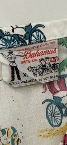 Vintage 60's Men's Hand Printed Original Bahamas Souvenir Shirt Men's XL RARE - Picture 6 of 6