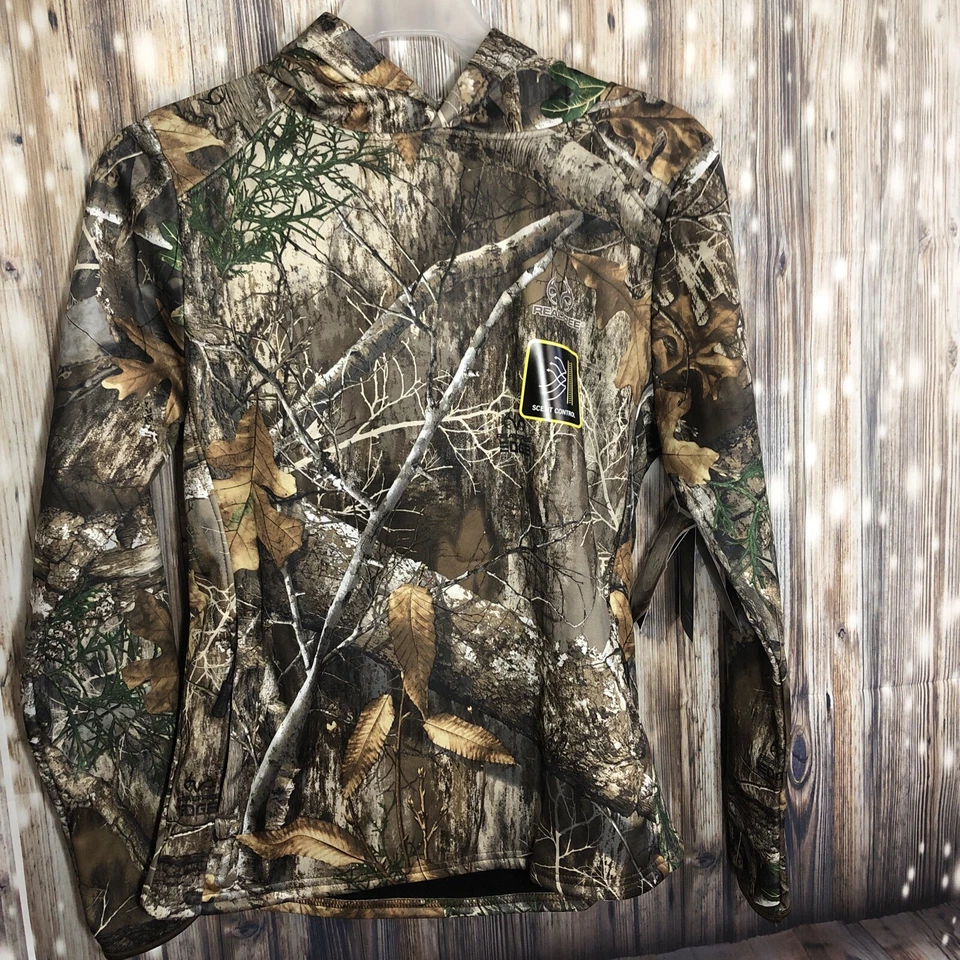 NWT Women's Realtree Camo Tech Hoodie with Face Gaiter Scent Control Size Small - Image 2 of 4