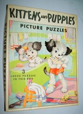 Three 1934 Whitman Pub. Co. KITTENS and PUPPIES PUZZLES- Harry Rinker Collection