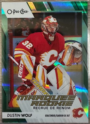 2023-24 OPC O-PEE-CHEE HOCKEY DUSTIN WOLF RC GREEN FOIL SSP PARALLEL #06/33 #574