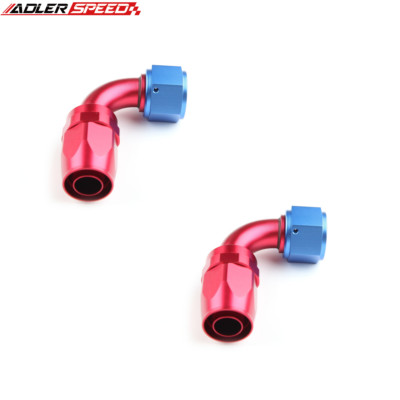 US SHIP 2PCS AN10 -10AN 90 Degree Aluminum Hose End Fitting Adapter Red/Blue