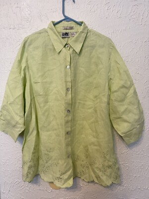 Edward Woman Size 2X 100% Irish Linen Button-Down Classic Shirt - Lime green | eBay Edward Woman Size 2X 100% Irish Linen Button-Down Classic Shirt - Lime green | eBay