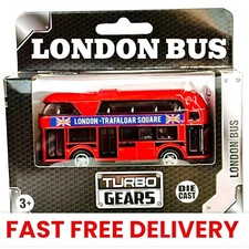 London Red Double Decker Bus Pull Back&Go Function-Kids Toy- Die cast Metal