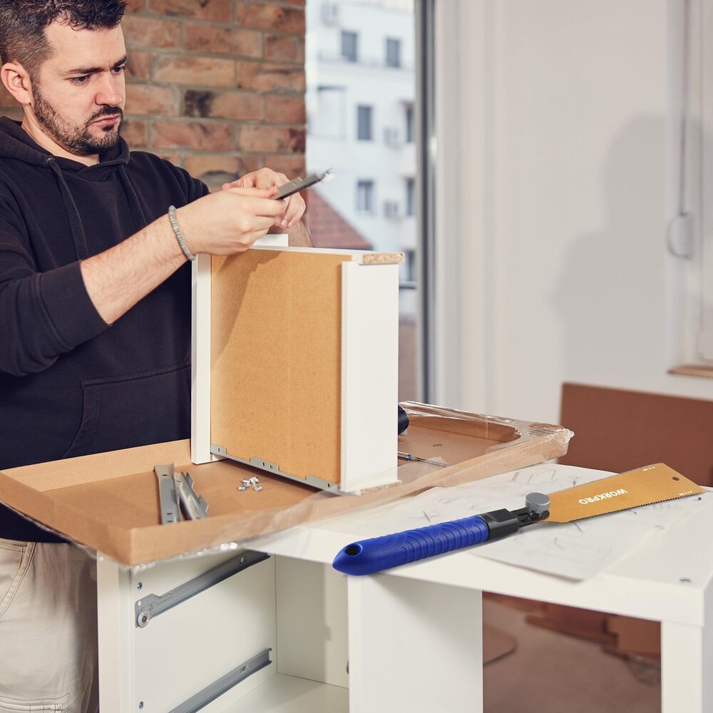 WORKPRO 8" Japanese Pull Saw Double-Edged Hand Saw 7-9&18 TPI SK5 Flexible Blade