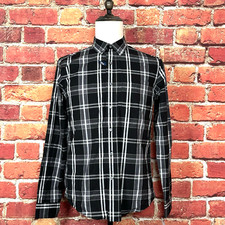 George Men's Classic Fit Black Plaid Size S Wrinkle Resistant Button Down NWT