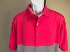 FootJoy FJ Men's pink and white striped s/s golf polo shirt Medium M EUC