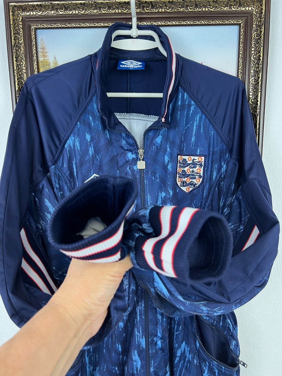Vintage 90's Umbro England Football Track Soccer Jacket Blue