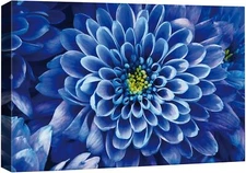Wall26 Floral Canvas Print Blooming Navy Blue Dahlia Flower Botanical Art