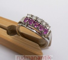 RING GOLD 585 WEISSGOLD und GELBGOLD 5 RUBINE und 5 BRILLANTEN - punziert