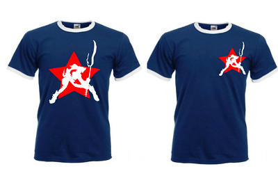 Joe Strummer T-Shirt, The Clash Punk Retro, Herren Baumwolle marineblau Ringer Punk