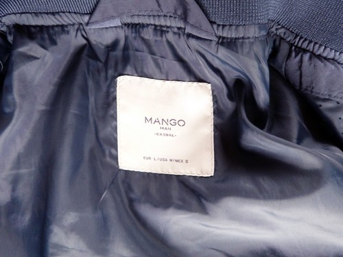 Mango Aviator Bomber Jacket Light Mens L Navy. - Picture 6 of 7