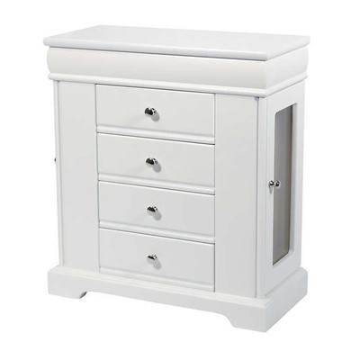 Mele Co Wooden Glass Doors Jewelry Box In White Finish Model