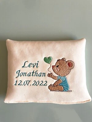 HANDGEFERTIGT Baby Geburt Geschenk TraubenkernKörnerkissen mit Lavendel personalisiert NEU