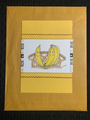 THOUGHT WE'D SLIP UP BIRTHDAY Cartoon Bananas 5.5x8'' Greeting Card Art #B8597