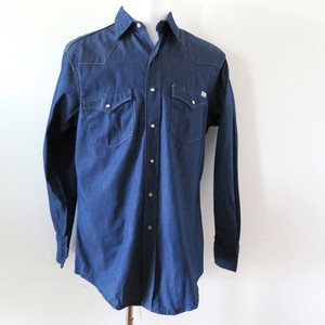 VINTAGE ORIGINAL ROEBUCK WESTERN DENIM SHIRT PEARL SNAP BUTTON 1960's SIZE L | eBay